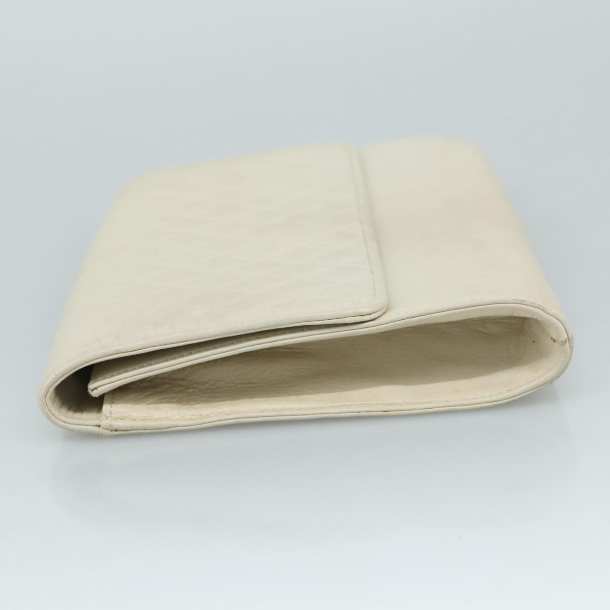 SAINT LAURENT Clutch Bag Leather White Auth bs21008