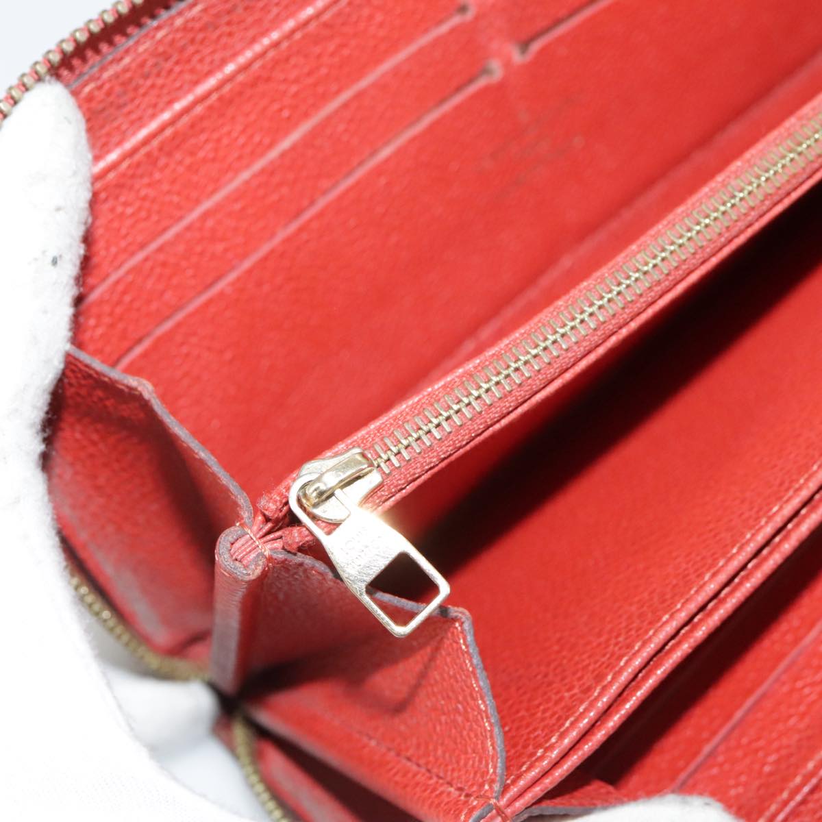 LOUIS VUITTON Monogram Empreinte Zippy Wallet Red M60737 LV Auth bs21012