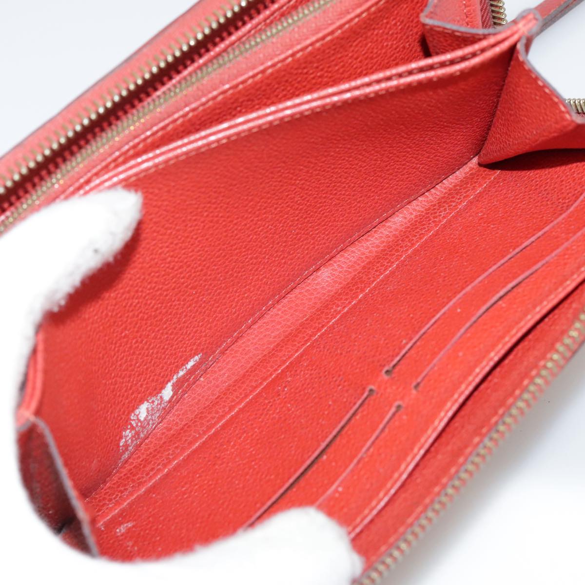 LOUIS VUITTON Monogram Empreinte Zippy Wallet Red M60737 LV Auth bs21012