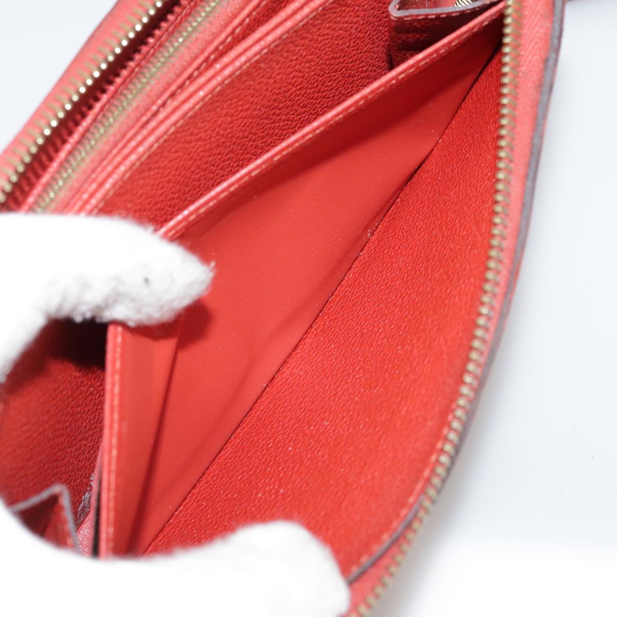 LOUIS VUITTON Monogram Empreinte Zippy Wallet Red M60737 LV Auth bs21012