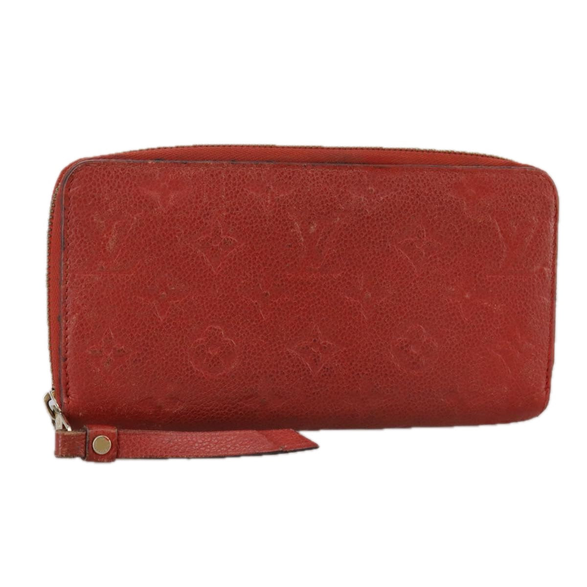 LOUIS VUITTON Monogram Empreinte Zippy Wallet Red M60737 LV Auth bs21012