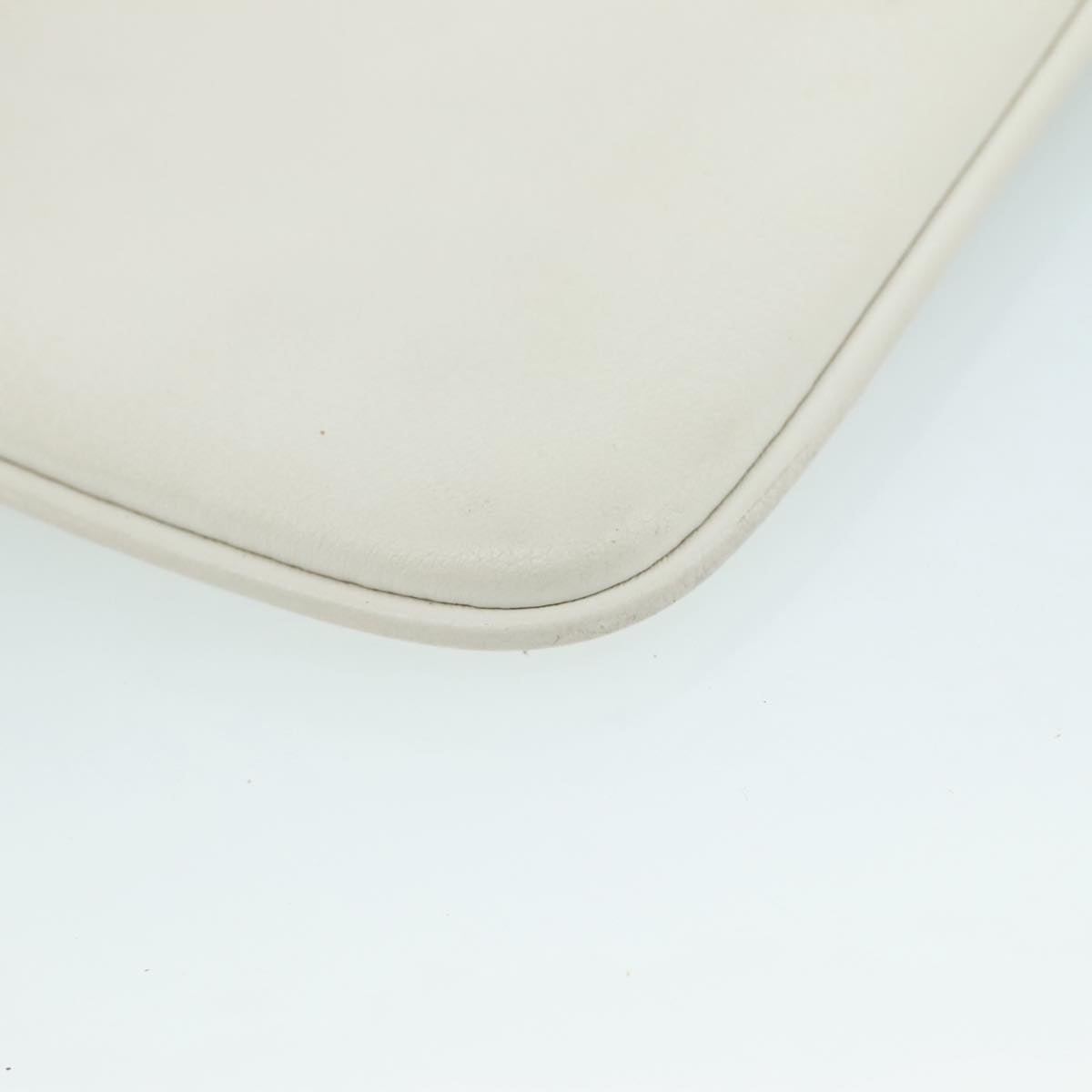 BALENCIAGA Pouch Leather White Silver 551992 Auth bs21014