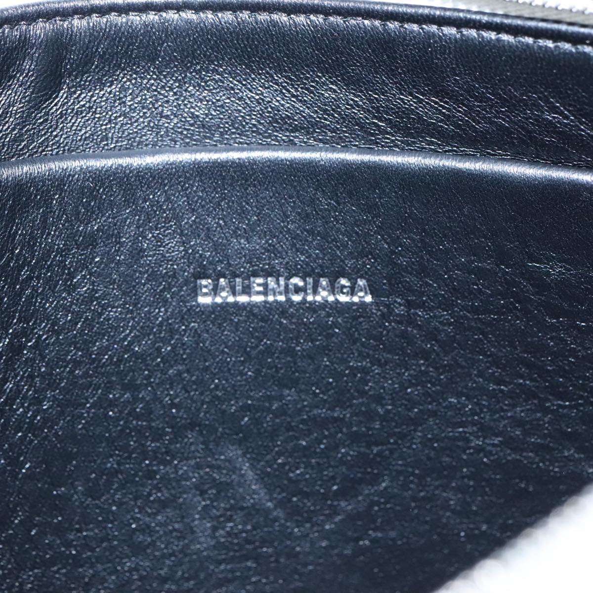 BALENCIAGA Pouch Leather White Silver 551992 Auth bs21014