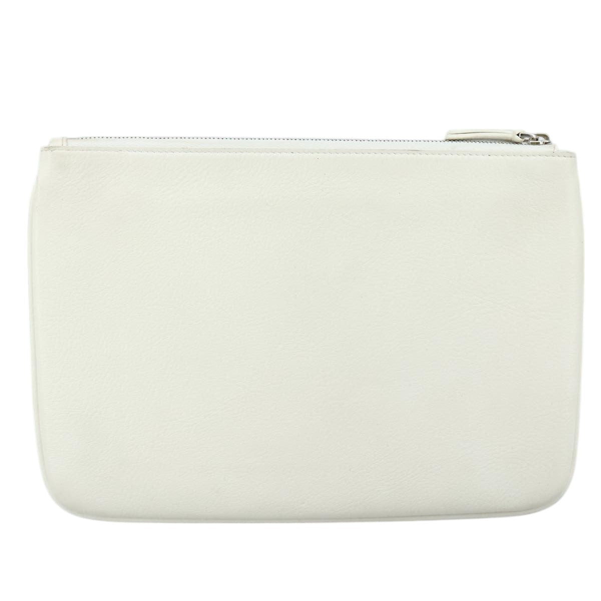 BALENCIAGA Pouch Leather White Silver 551992 Auth bs21014