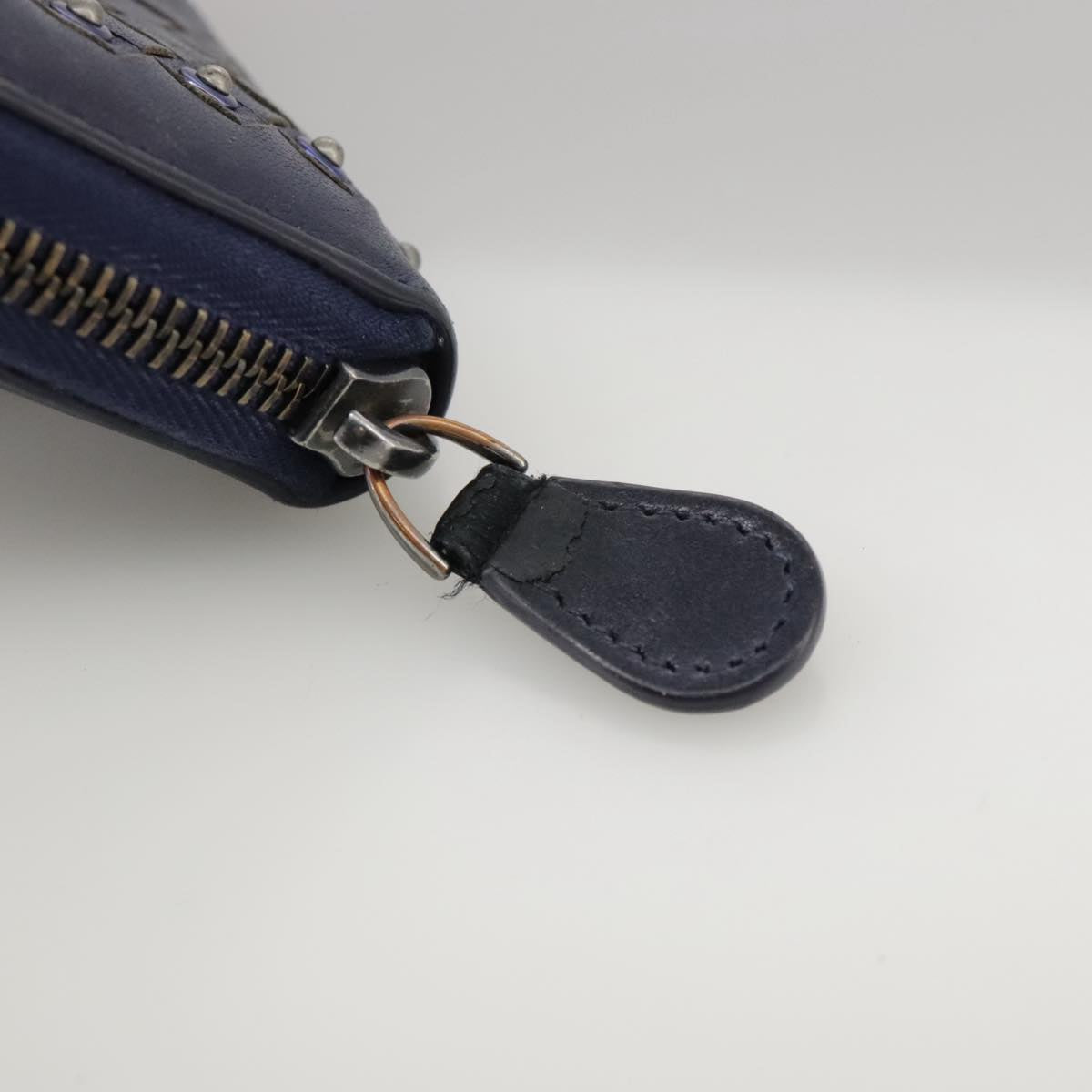 BOTTEGA VENETA INTRECCIATO Long Wallet Leather Black Silver Auth bs21015