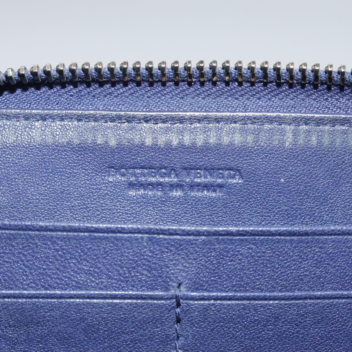 BOTTEGA VENETA INTRECCIATO Long Wallet Leather Black Silver Auth bs21015