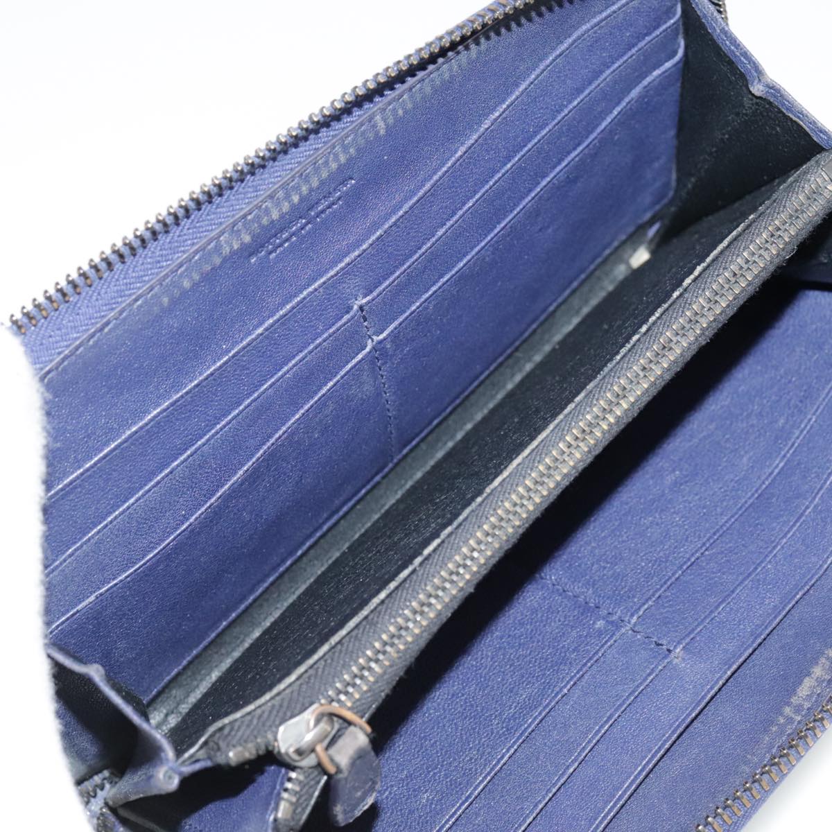 BOTTEGA VENETA INTRECCIATO Long Wallet Leather Black Silver Auth bs21015