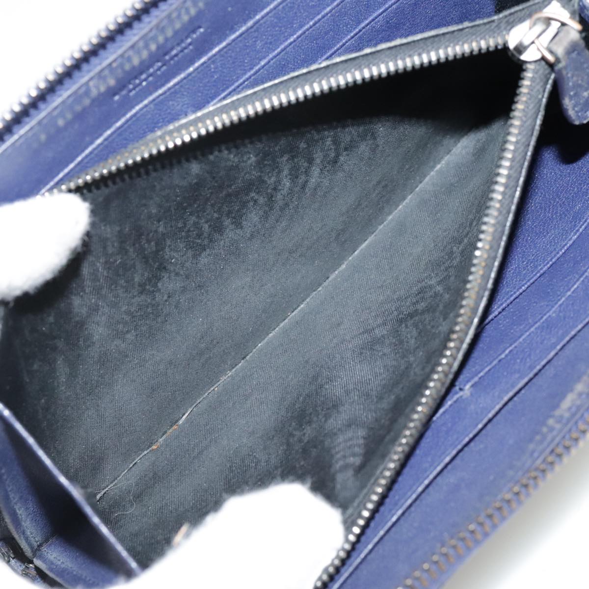 BOTTEGA VENETA INTRECCIATO Long Wallet Leather Black Silver Auth bs21015