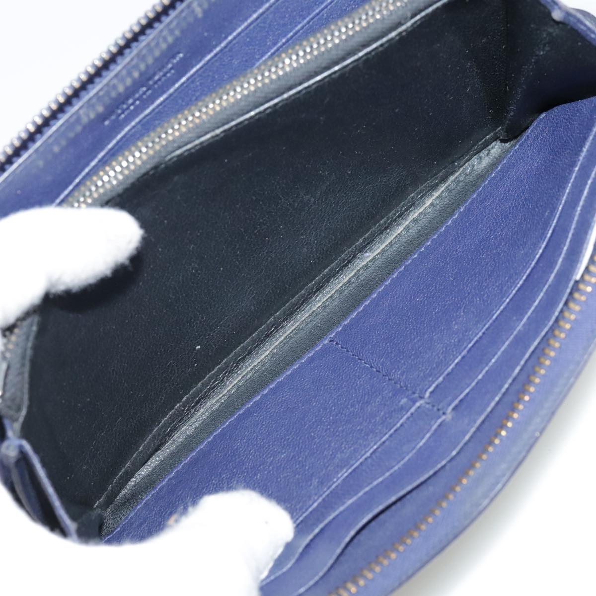 BOTTEGA VENETA INTRECCIATO Long Wallet Leather Black Silver Auth bs21015