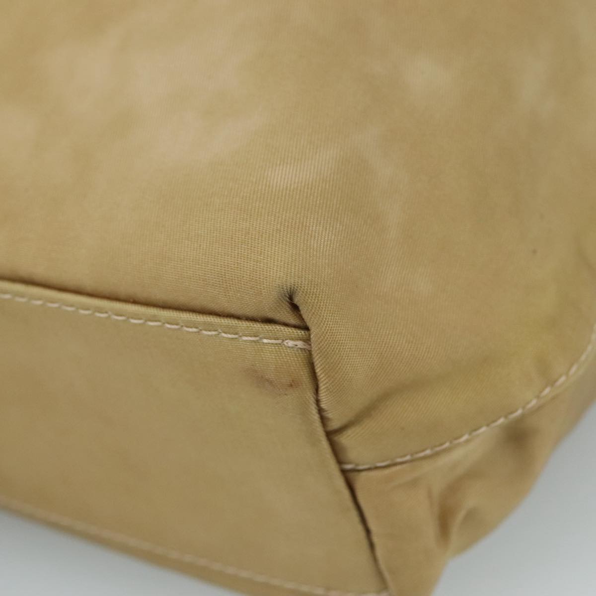 Christian Dior Maris Pearl Hand Bag Nylon Beige Silver Auth bs21021