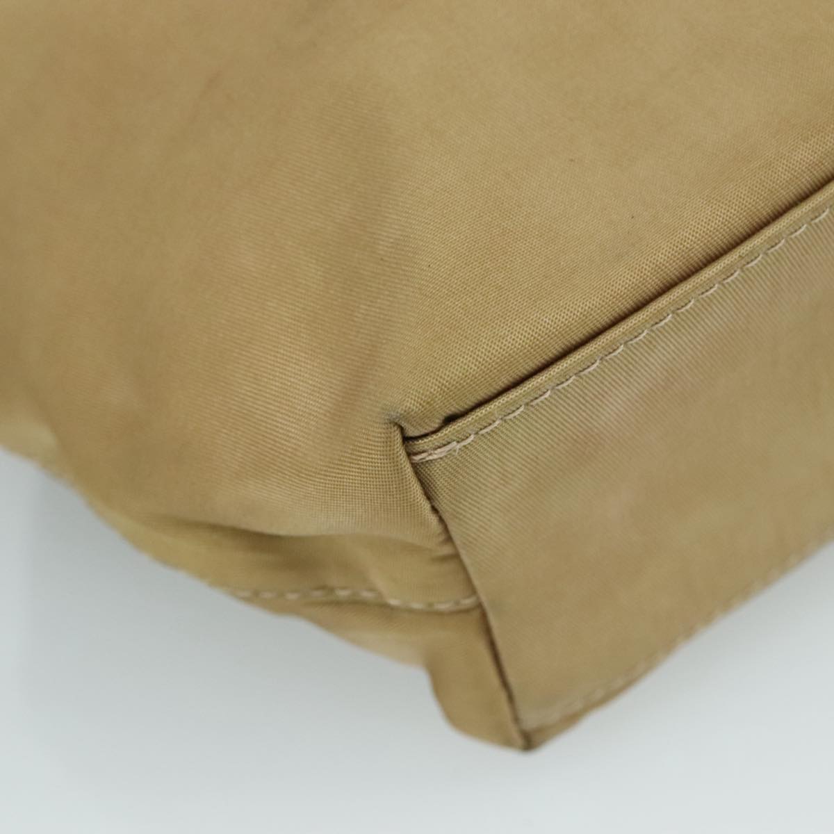 Christian Dior Maris Pearl Hand Bag Nylon Beige Silver Auth bs21021