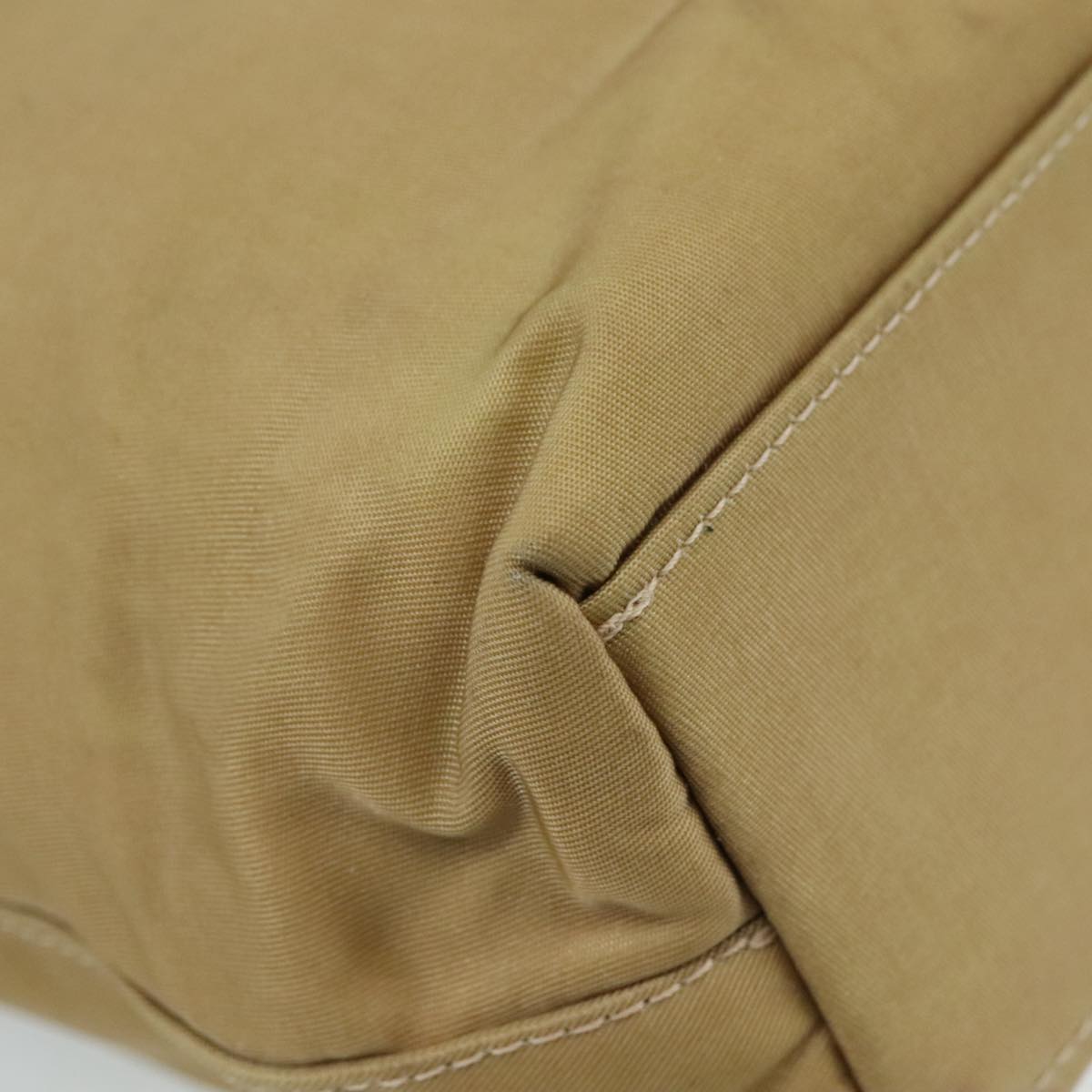 Christian Dior Maris Pearl Hand Bag Nylon Beige Silver Auth bs21021