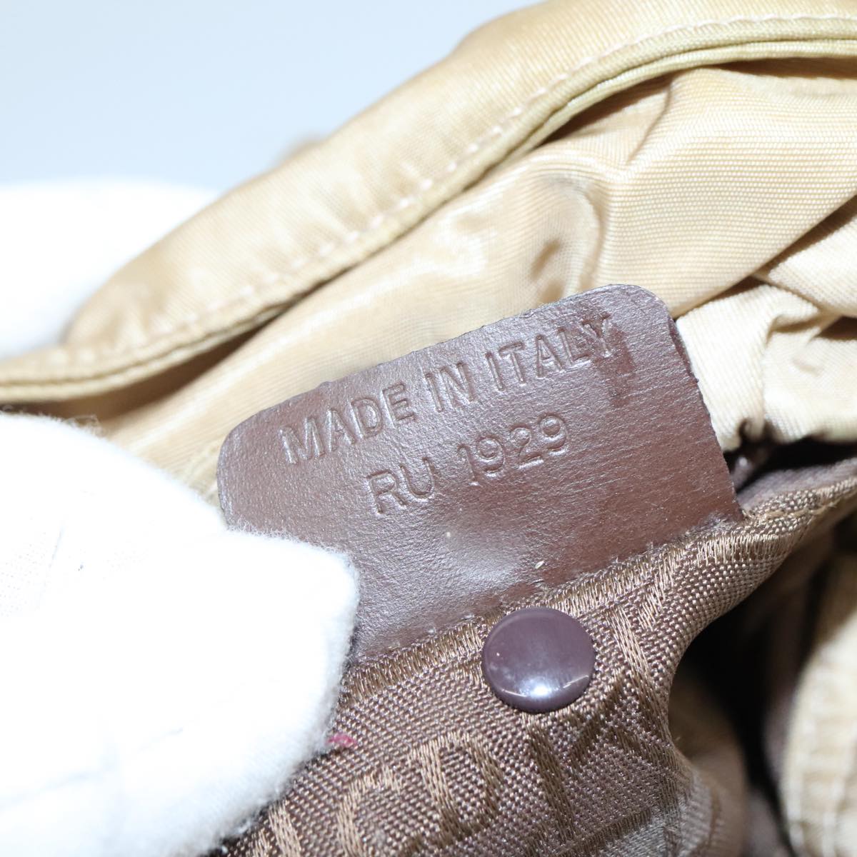 Christian Dior Maris Pearl Hand Bag Nylon Beige Silver Auth bs21021