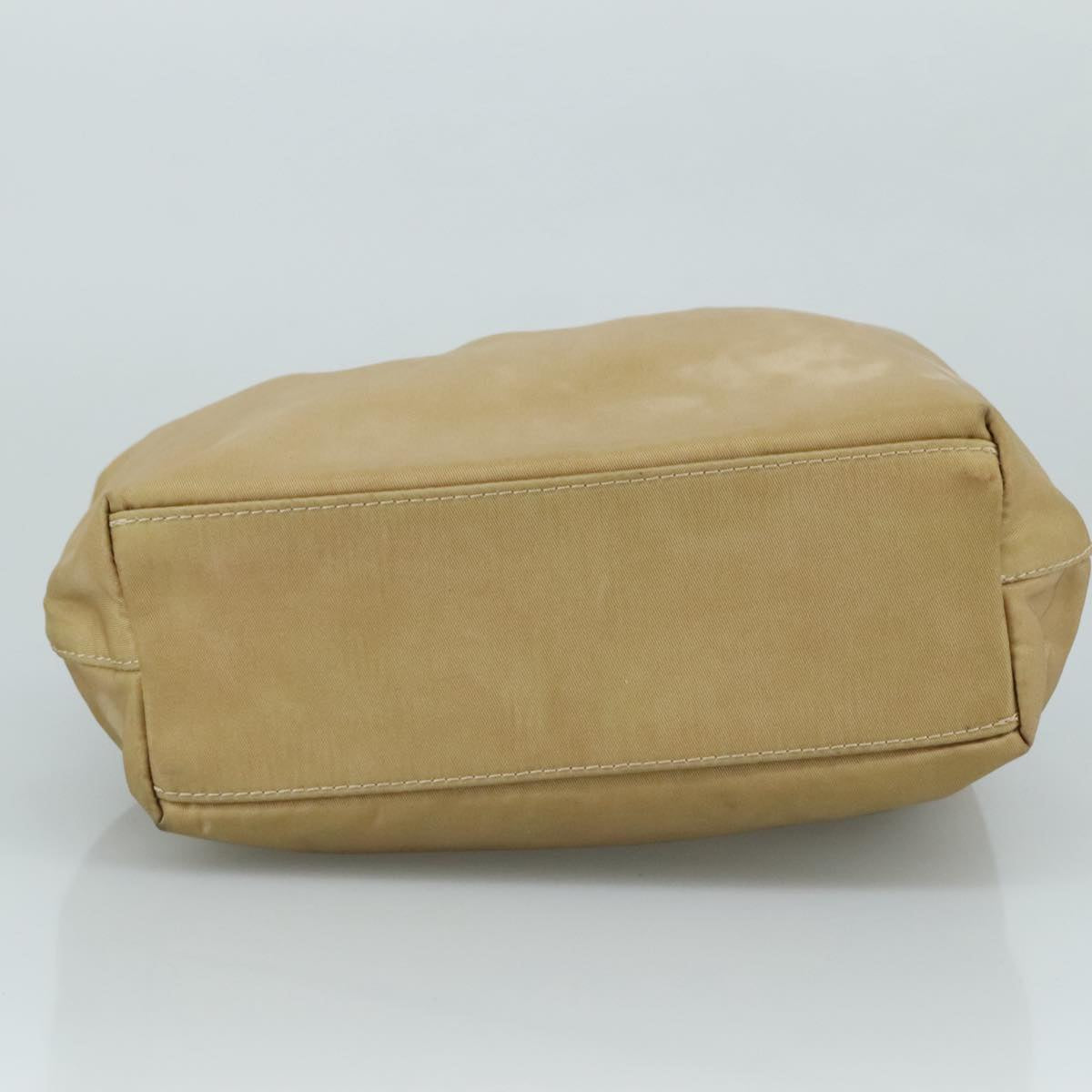 Christian Dior Maris Pearl Hand Bag Nylon Beige Silver Auth bs21021