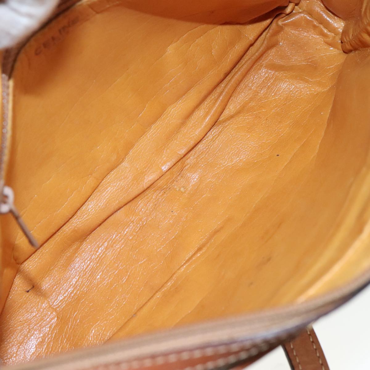 CELINE Macadam Canvas Shoulder Bag Beige Auth bs21025