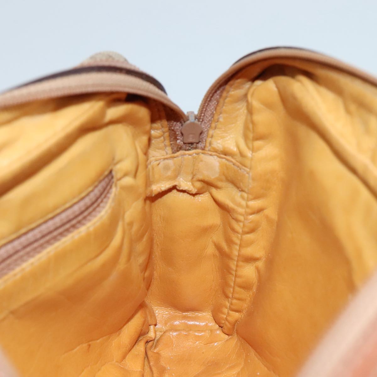 CELINE Macadam Canvas Shoulder Bag Beige Auth bs21025