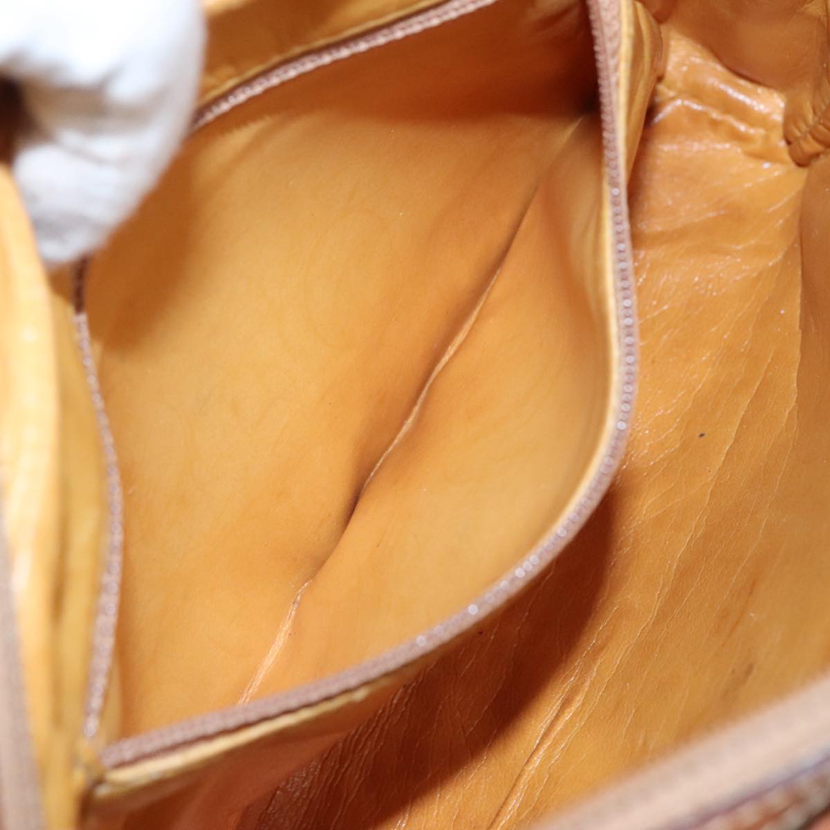 CELINE Macadam Canvas Shoulder Bag Beige Auth bs21025