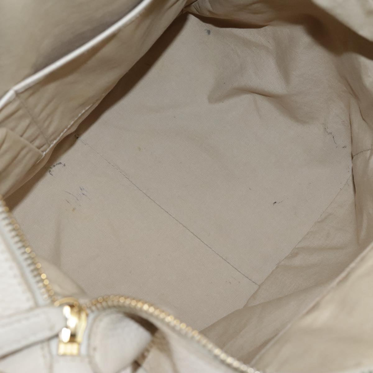 CELINE Hand Bag Leather Beige Gold Auth bs21026