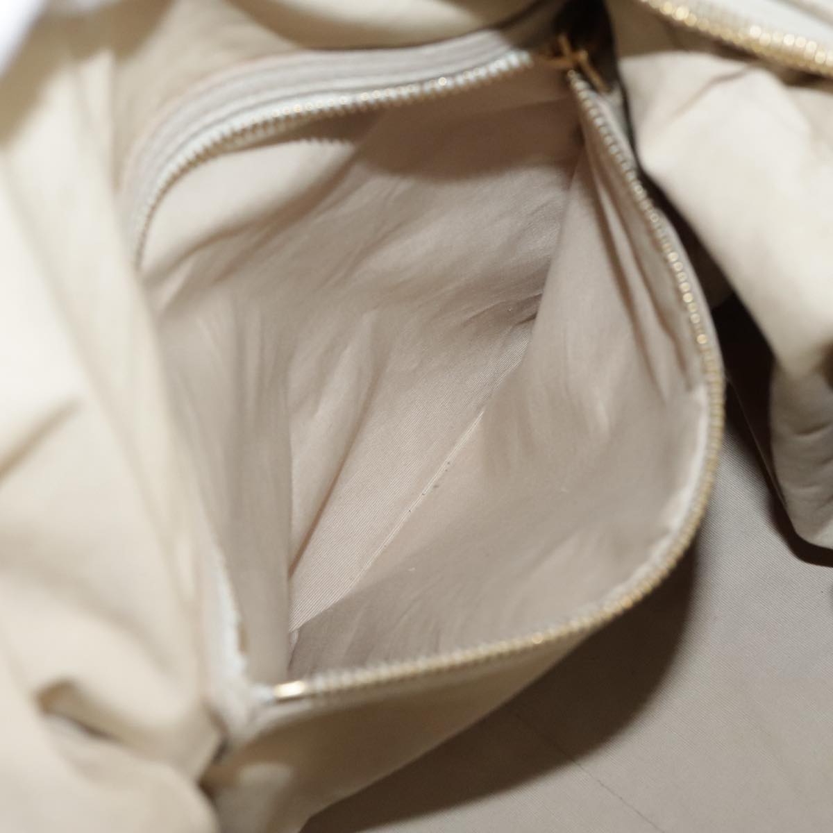 CELINE Hand Bag Leather Beige Gold Auth bs21026