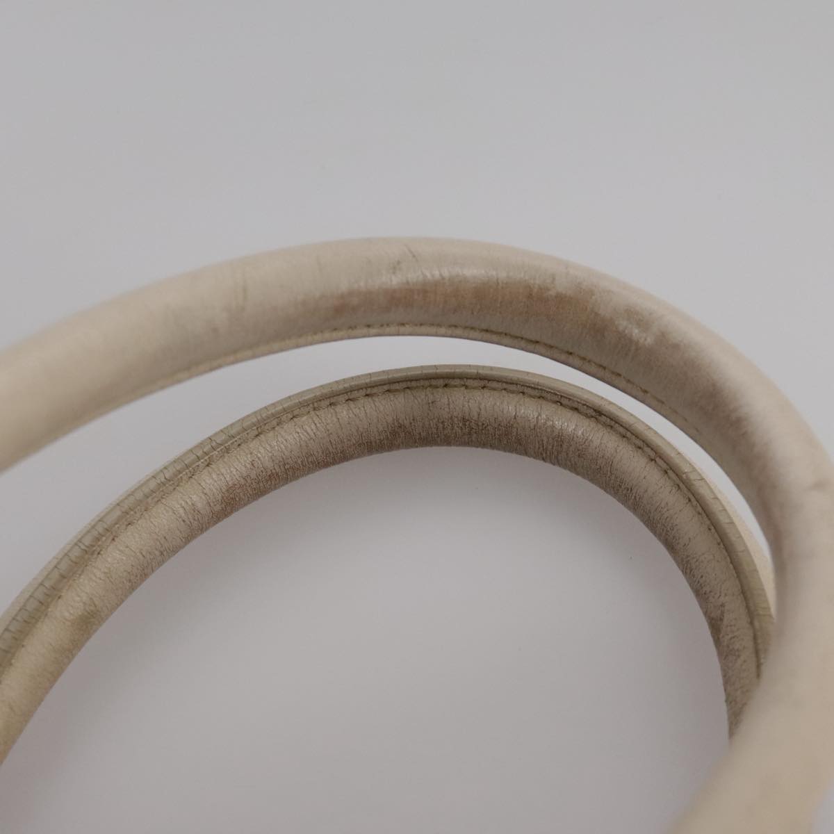 CELINE Hand Bag Leather Beige Gold Auth bs21026