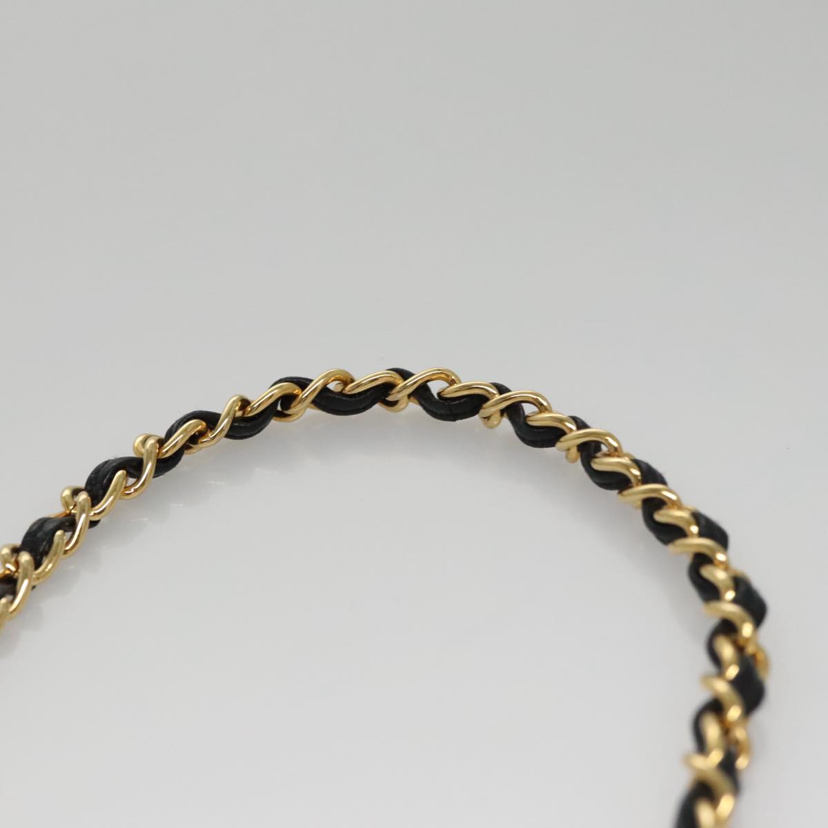 CHANEL Chain Matelasse Shoulder Bag Lamb Skin Gold Black CC Auth bs21032