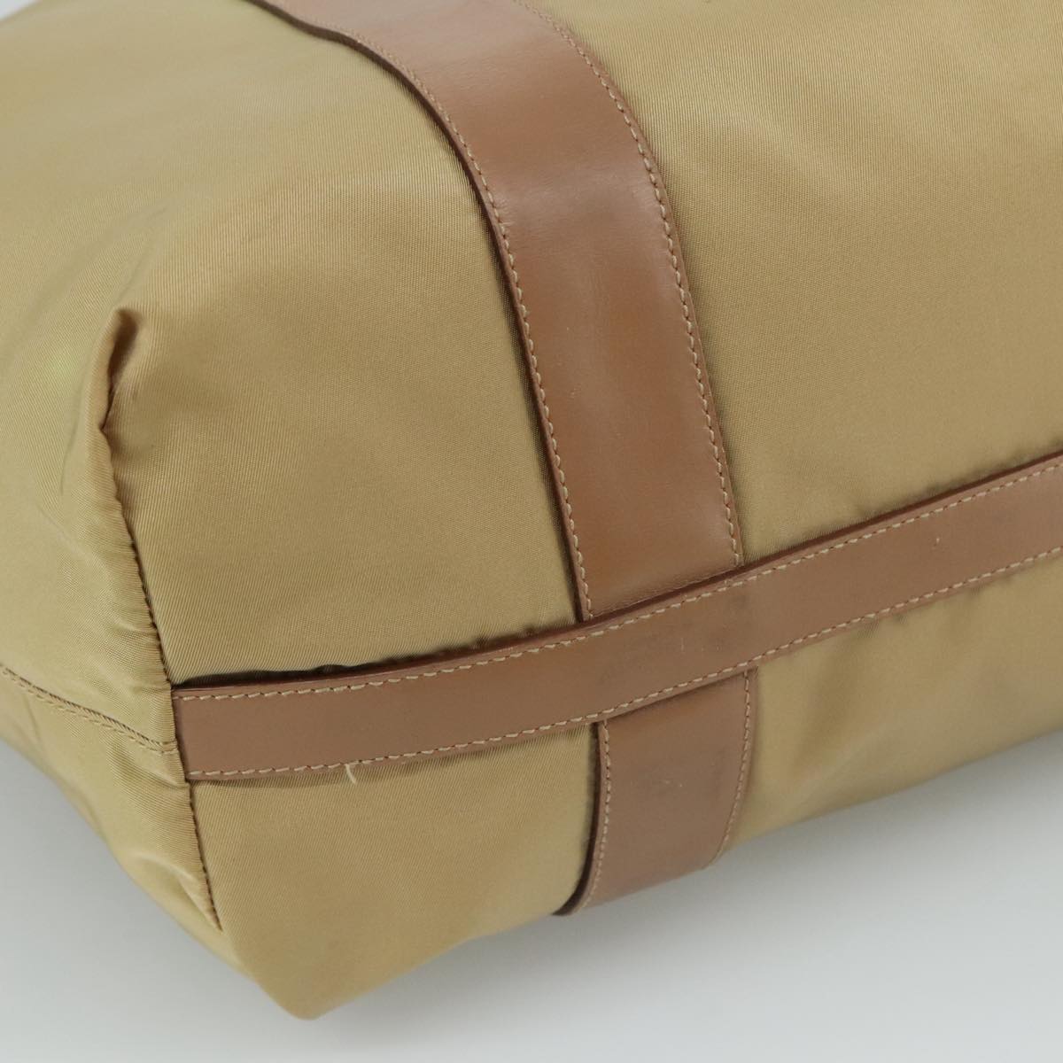 PRADA Hand Bag Nylon Beige Auth bs21036