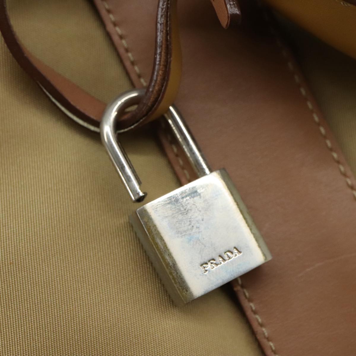 PRADA Hand Bag Nylon Beige Auth bs21036