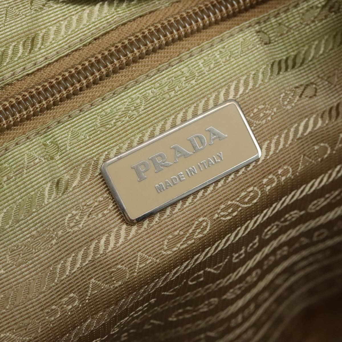 PRADA Hand Bag Nylon Beige Auth bs21036