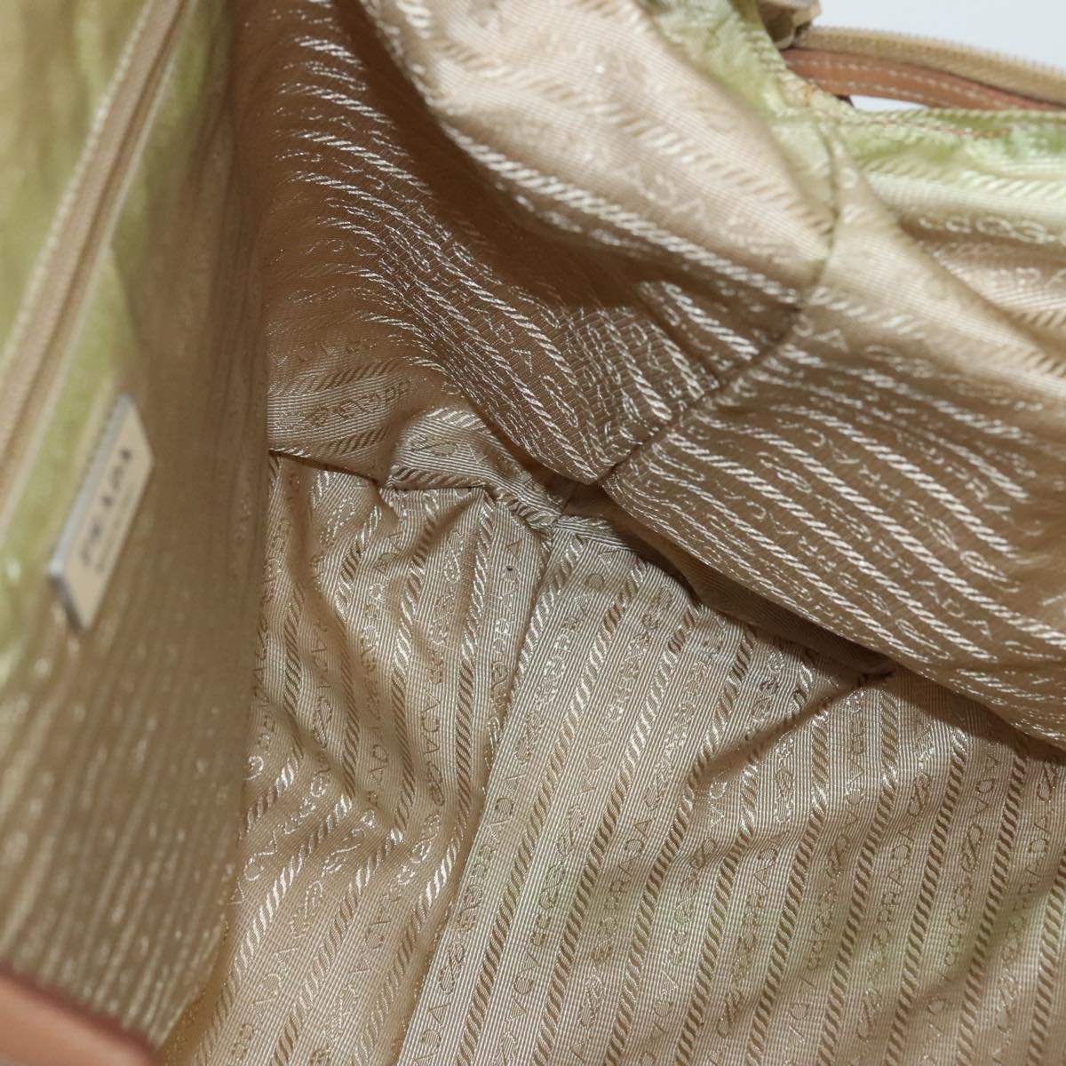 PRADA Hand Bag Nylon Beige Auth bs21036