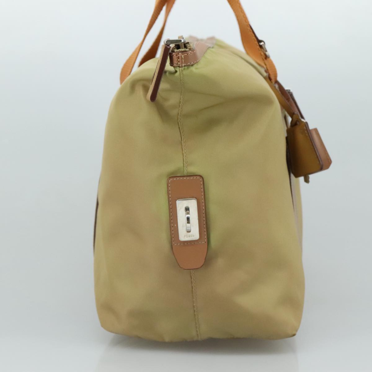 PRADA Hand Bag Nylon Beige Auth bs21036