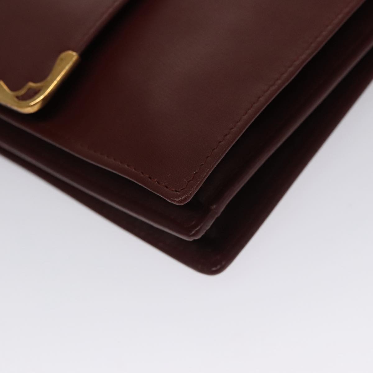 CARTIER Shoulder Bag Leather Red Auth bs21040