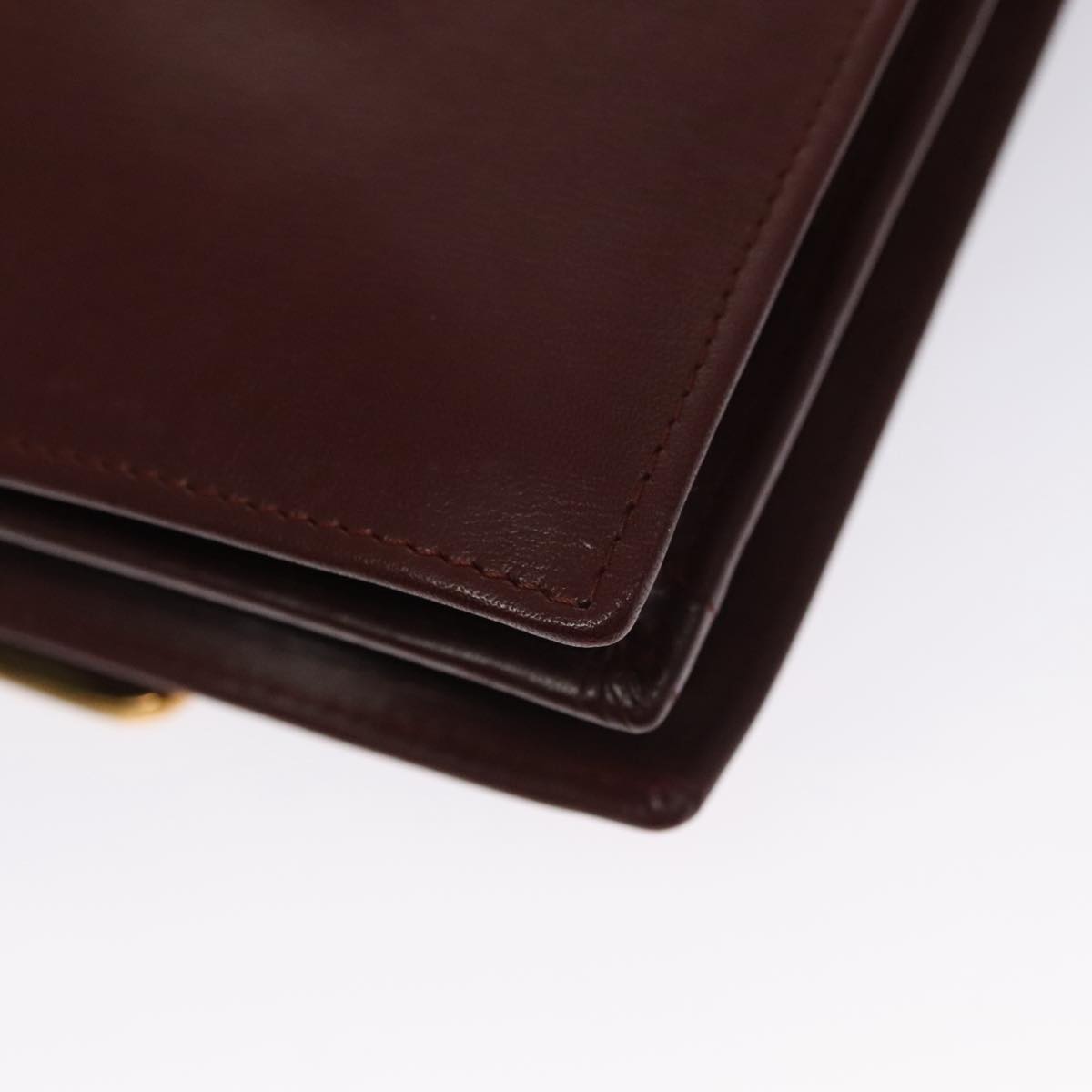 CARTIER Shoulder Bag Leather Red Auth bs21040