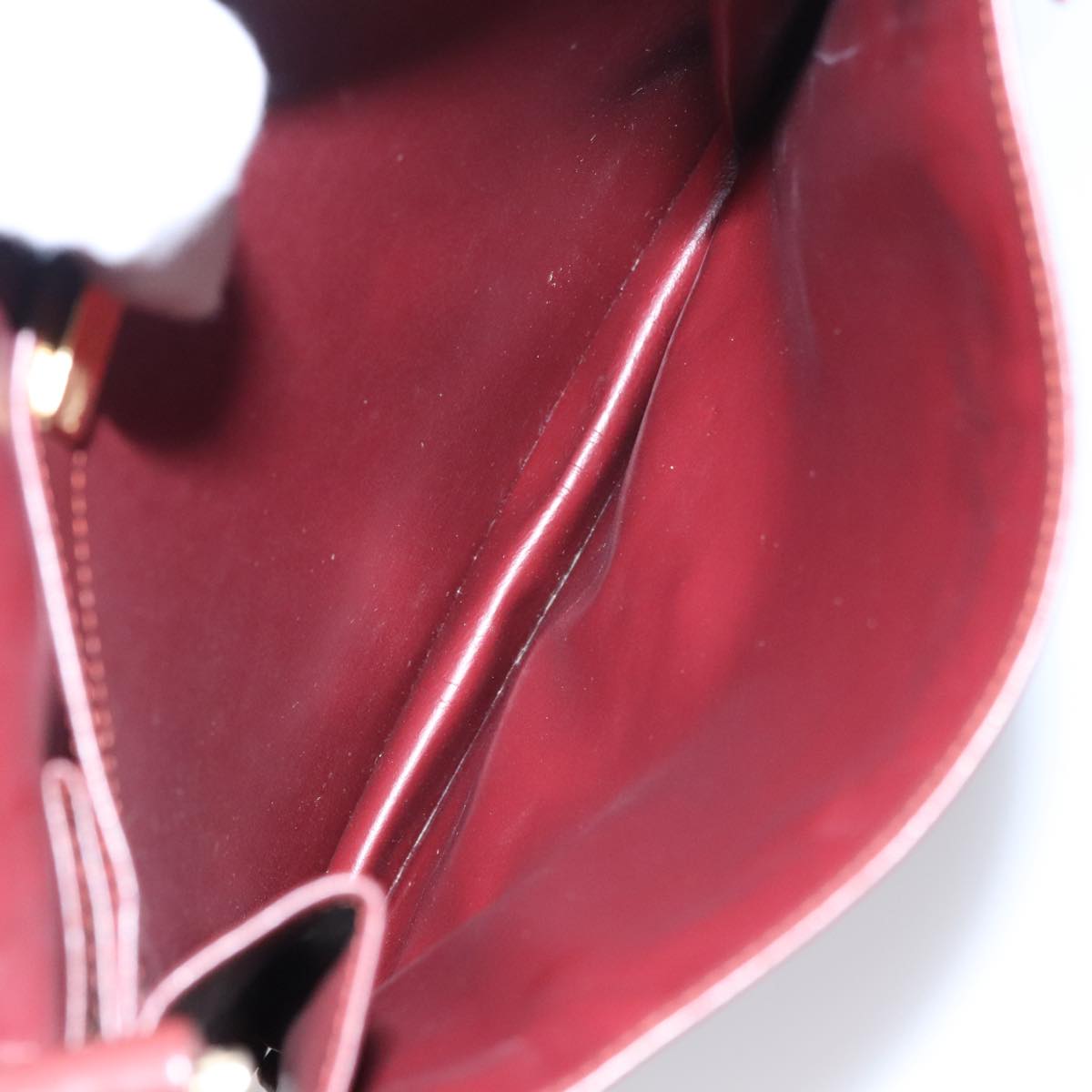 CARTIER Shoulder Bag Leather Red Auth bs21040