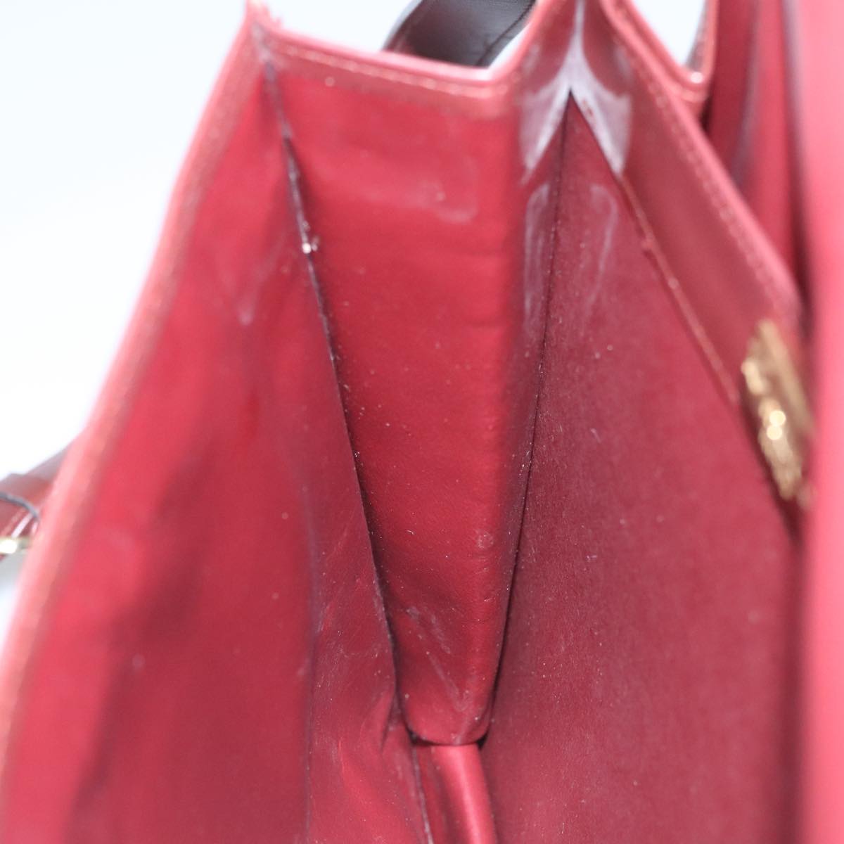 CARTIER Shoulder Bag Leather Red Auth bs21040