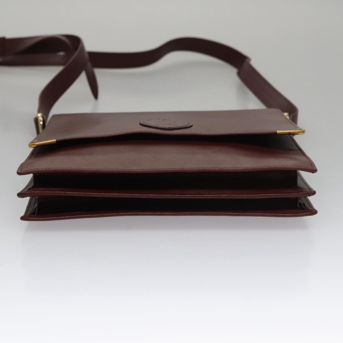 CARTIER Shoulder Bag Leather Red Auth bs21040