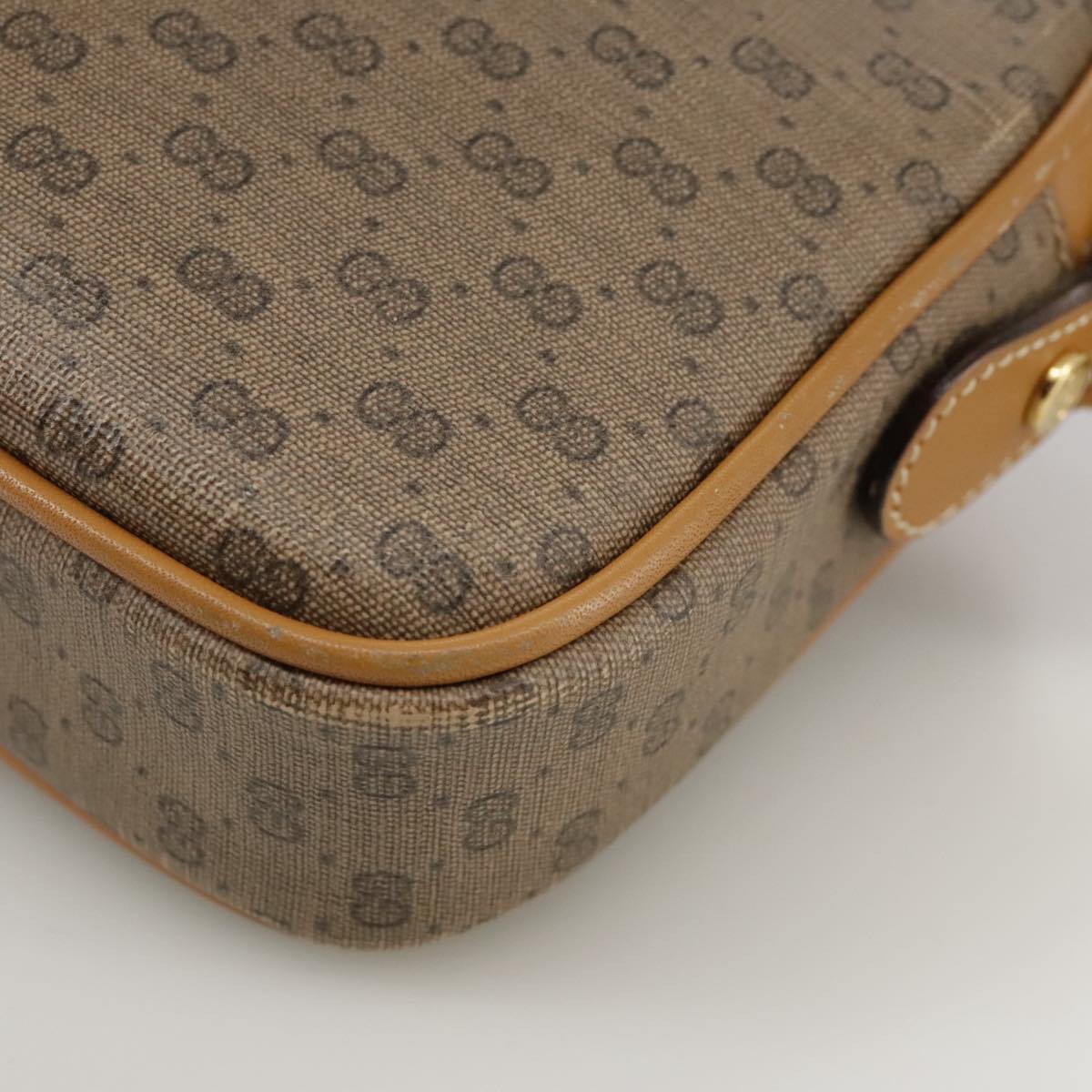 GUCCI Micro GG Supreme Shoulder Bag PVC Beige Gold 007 904 0095 Auth bs21045