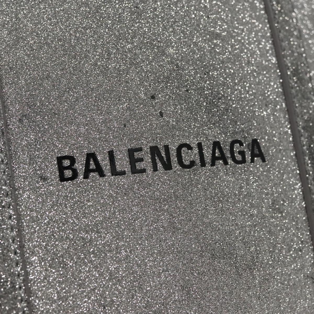 BALENCIAGA Everyday XXS Hand Bag Leather 2way Silver Auth bs21056