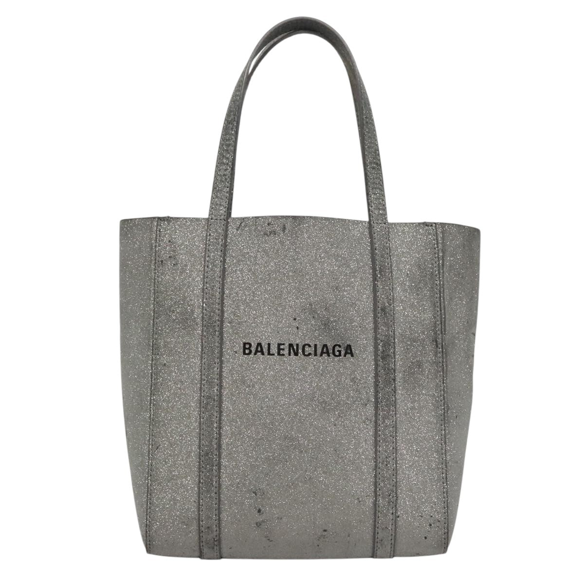 BALENCIAGA Everyday XXS Hand Bag Leather 2way Silver Auth bs21056