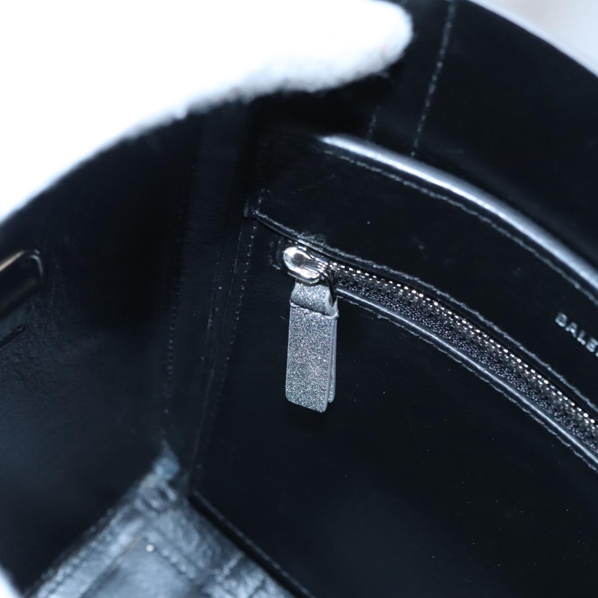 BALENCIAGA Everyday XXS Hand Bag Leather 2way Silver Auth bs21056