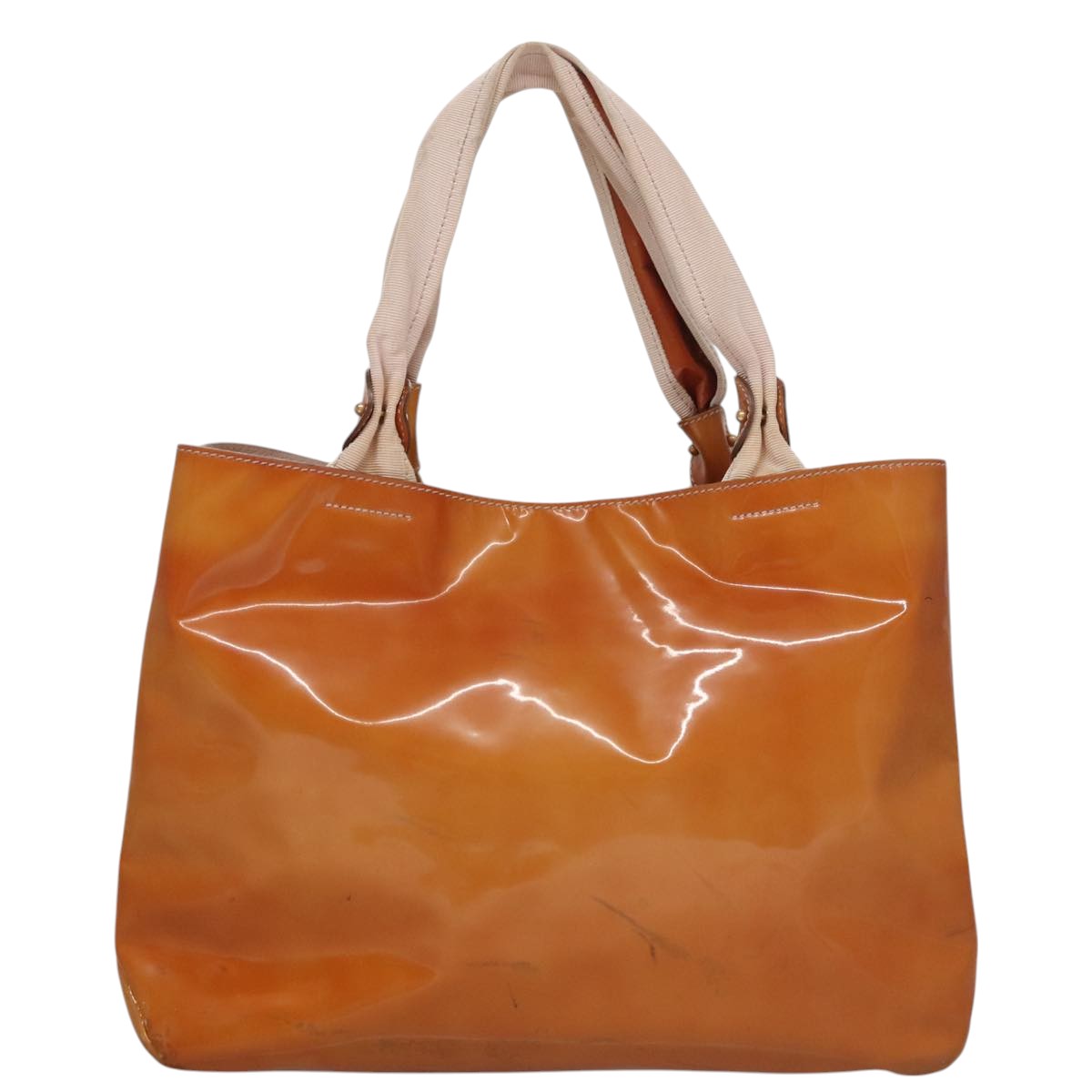 Salvatore Ferragamo Hand Bag Enamel Yellow Auth bs21081