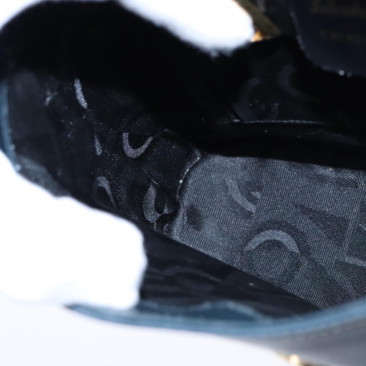 Salvatore Ferragamo Gancini Hand Bag Leather Navy Gold Auth bs21083