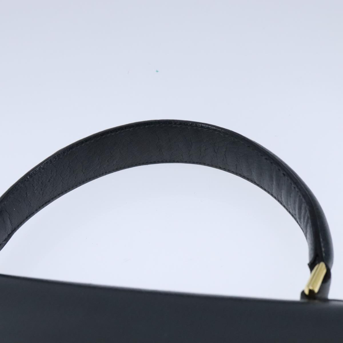 Salvatore Ferragamo Gancini Hand Bag Leather Navy Gold Auth bs21083