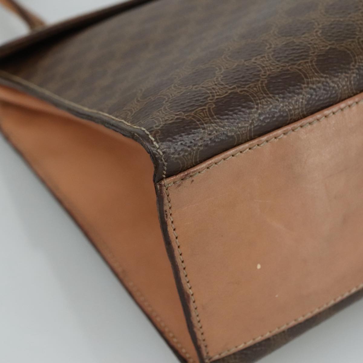 CELINE Macadam Canvas Hand Bag PVC Leather 2way Brown Auth bs21088