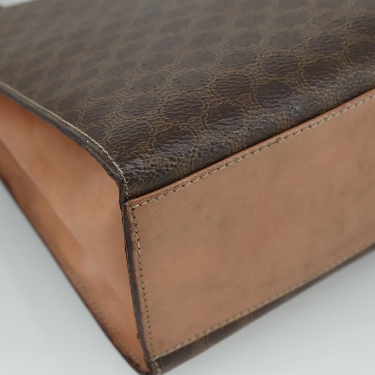 CELINE Macadam Canvas Hand Bag PVC Leather 2way Brown Auth bs21088