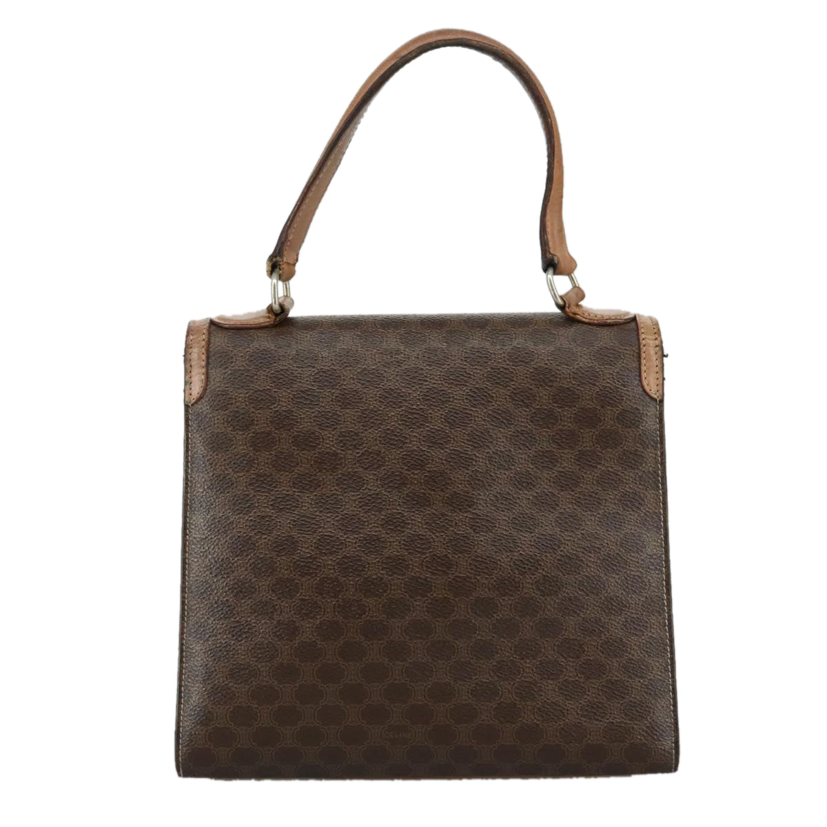CELINE Macadam Canvas Hand Bag PVC Leather 2way Brown Auth bs21088