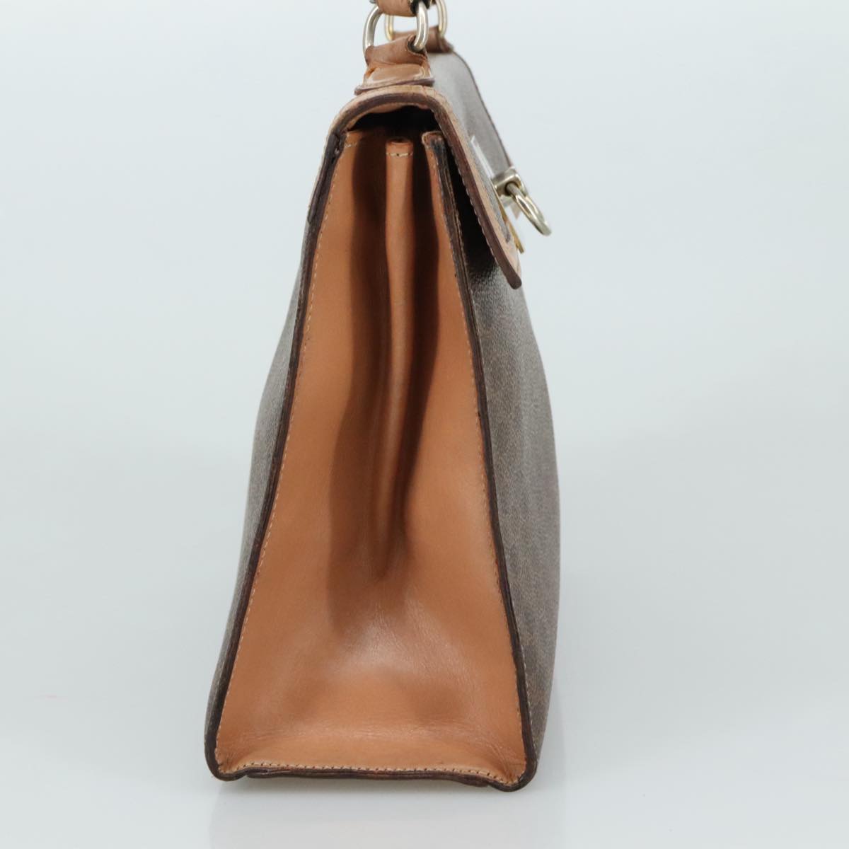 CELINE Macadam Canvas Hand Bag PVC Leather 2way Brown Auth bs21088