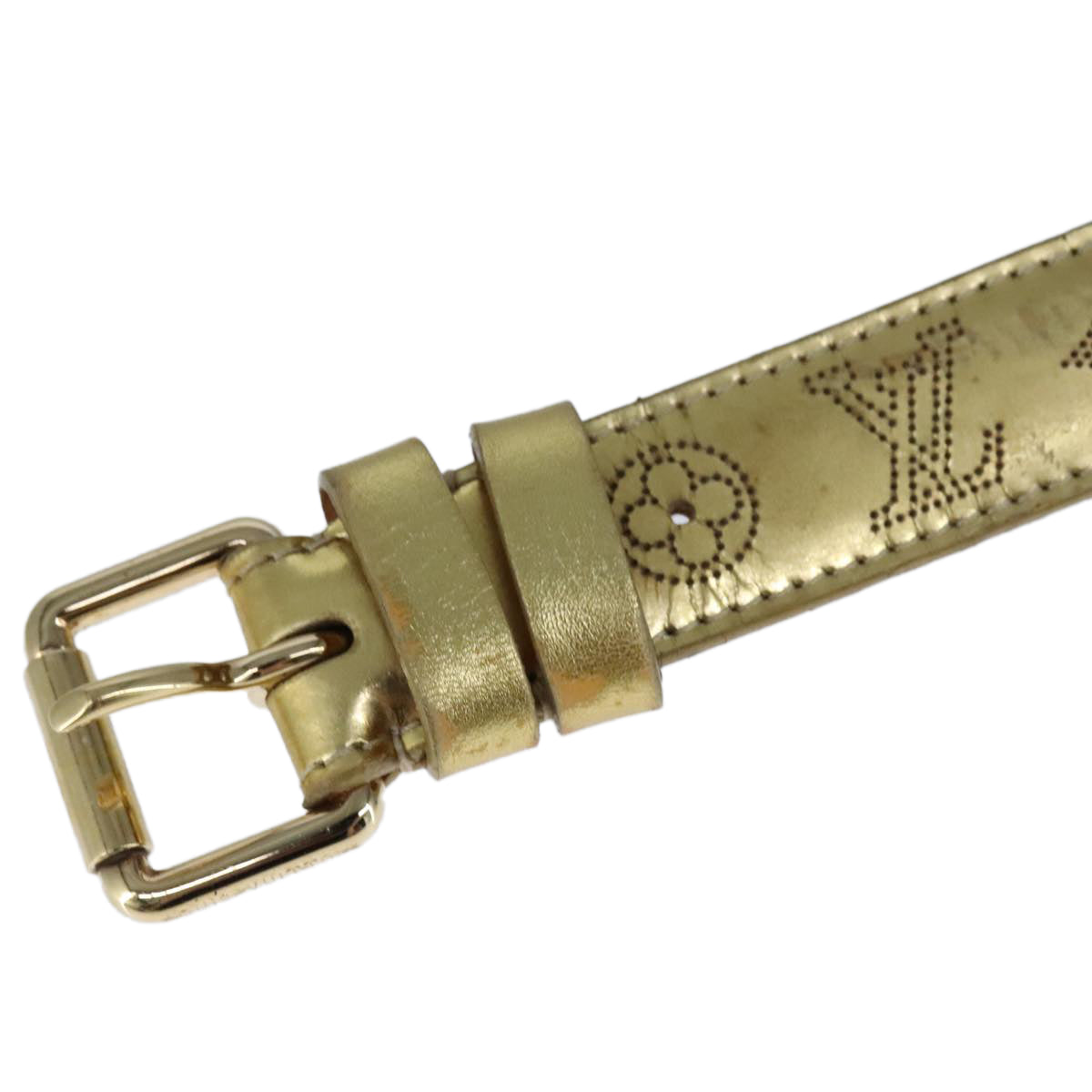 LOUIS VUITTON Monogram Mahina Ceinture Belt 39.8"" Gold M9614W LV Auth bs21109