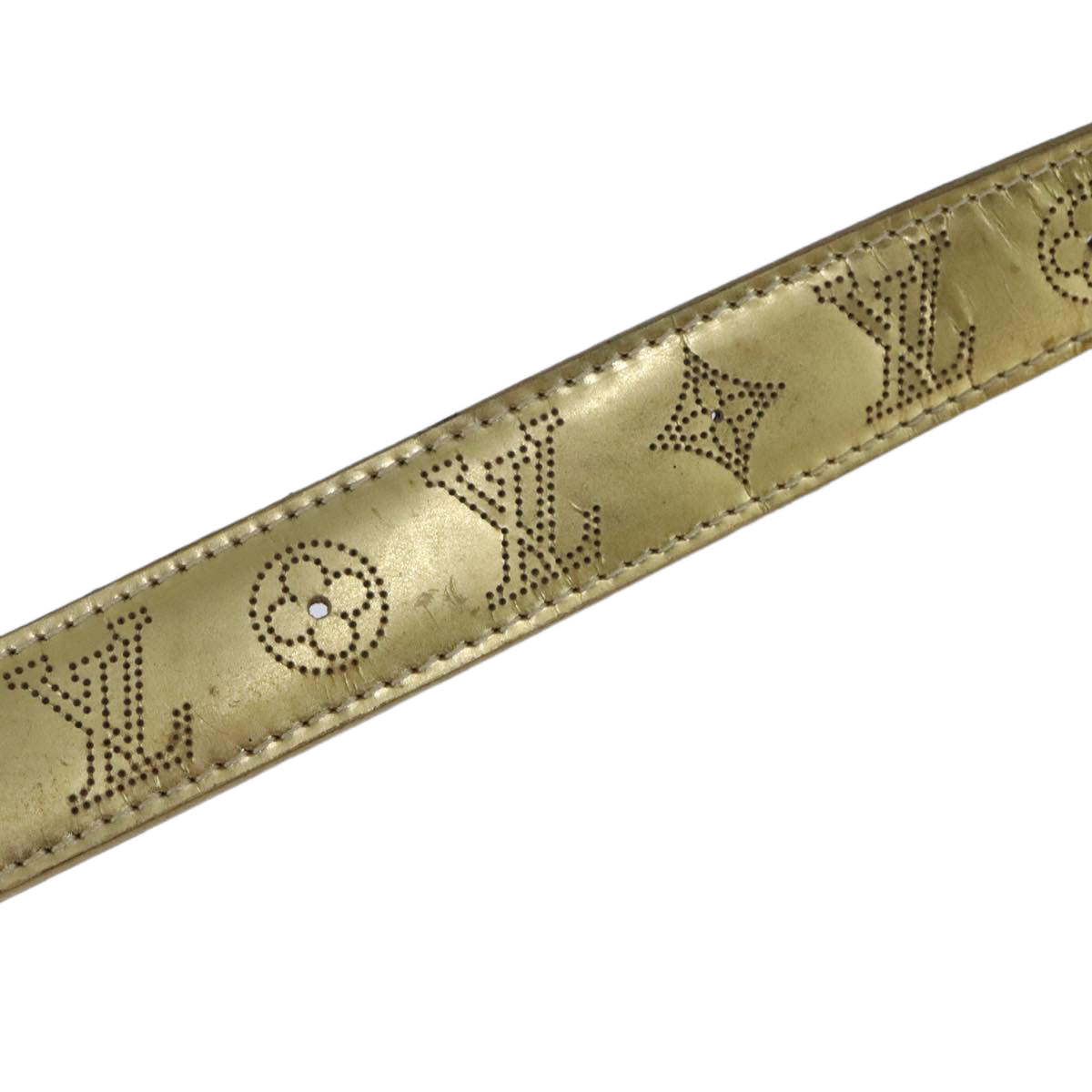 LOUIS VUITTON Monogram Mahina Ceinture Belt 39.8"" Gold M9614W LV Auth bs21109