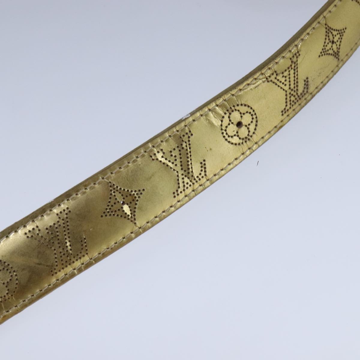 LOUIS VUITTON Monogram Mahina Ceinture Belt 39.8"" Gold M9614W LV Auth bs21109