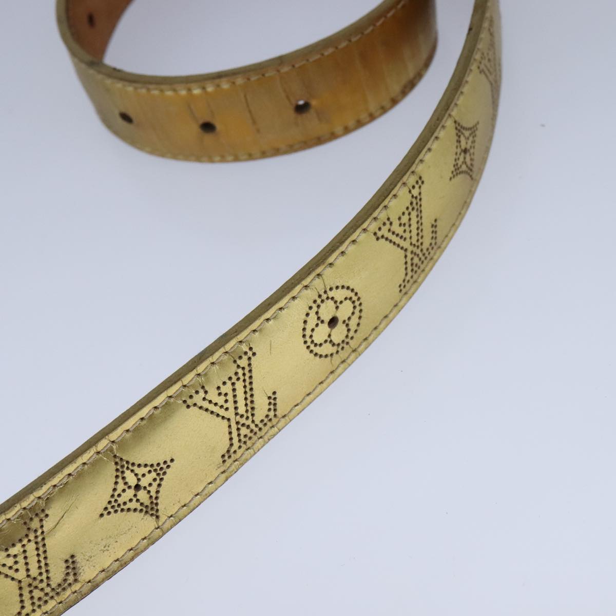 LOUIS VUITTON Monogram Mahina Ceinture Belt 39.8"" Gold M9614W LV Auth bs21109